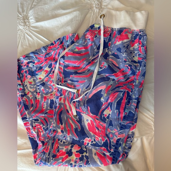 Lilly Pulitzer Linen Beach Pants | Iris Blue Shrimply Chic - Picture 4 of 5